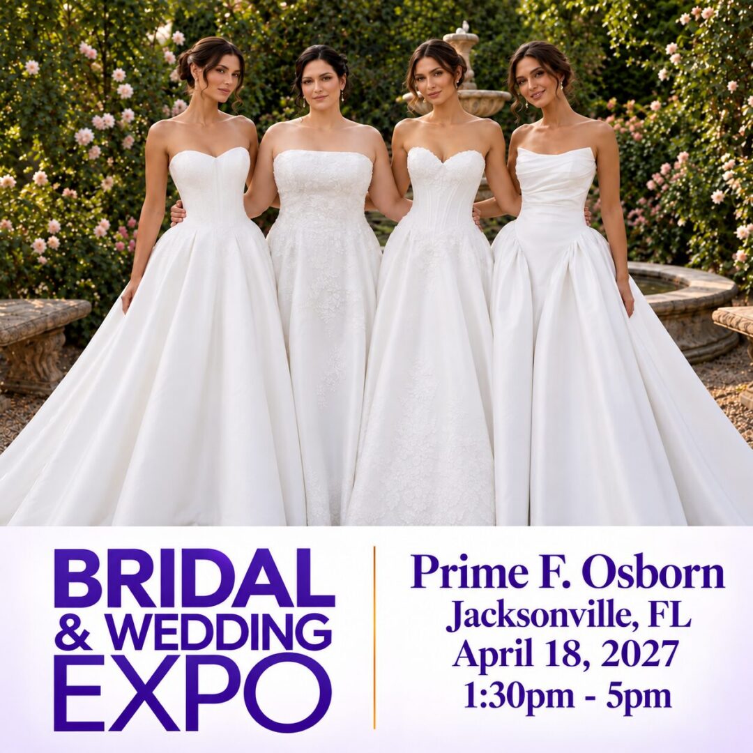 Bridal & Wedding Expo flyer: April 18, 2027 at Prime F. Osborn, Jacksonville FL